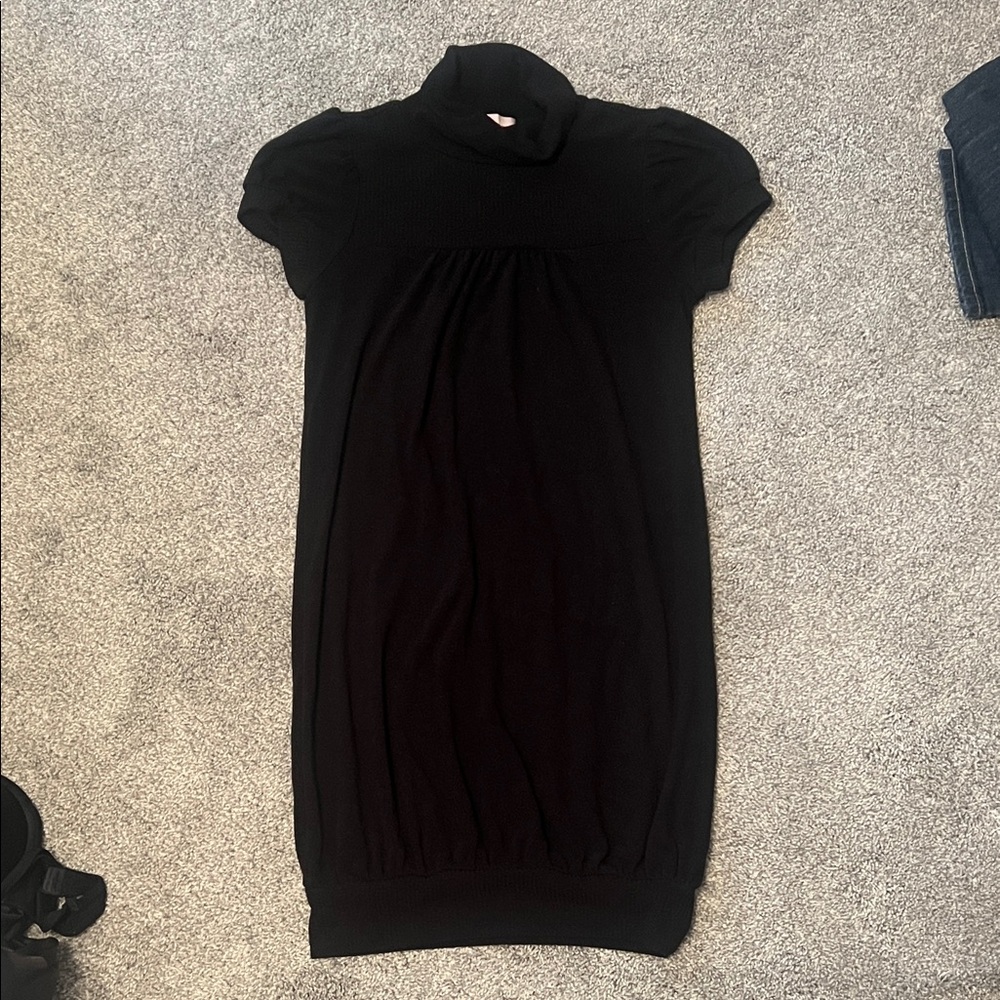Women’s black turtleneck sweater mini dress